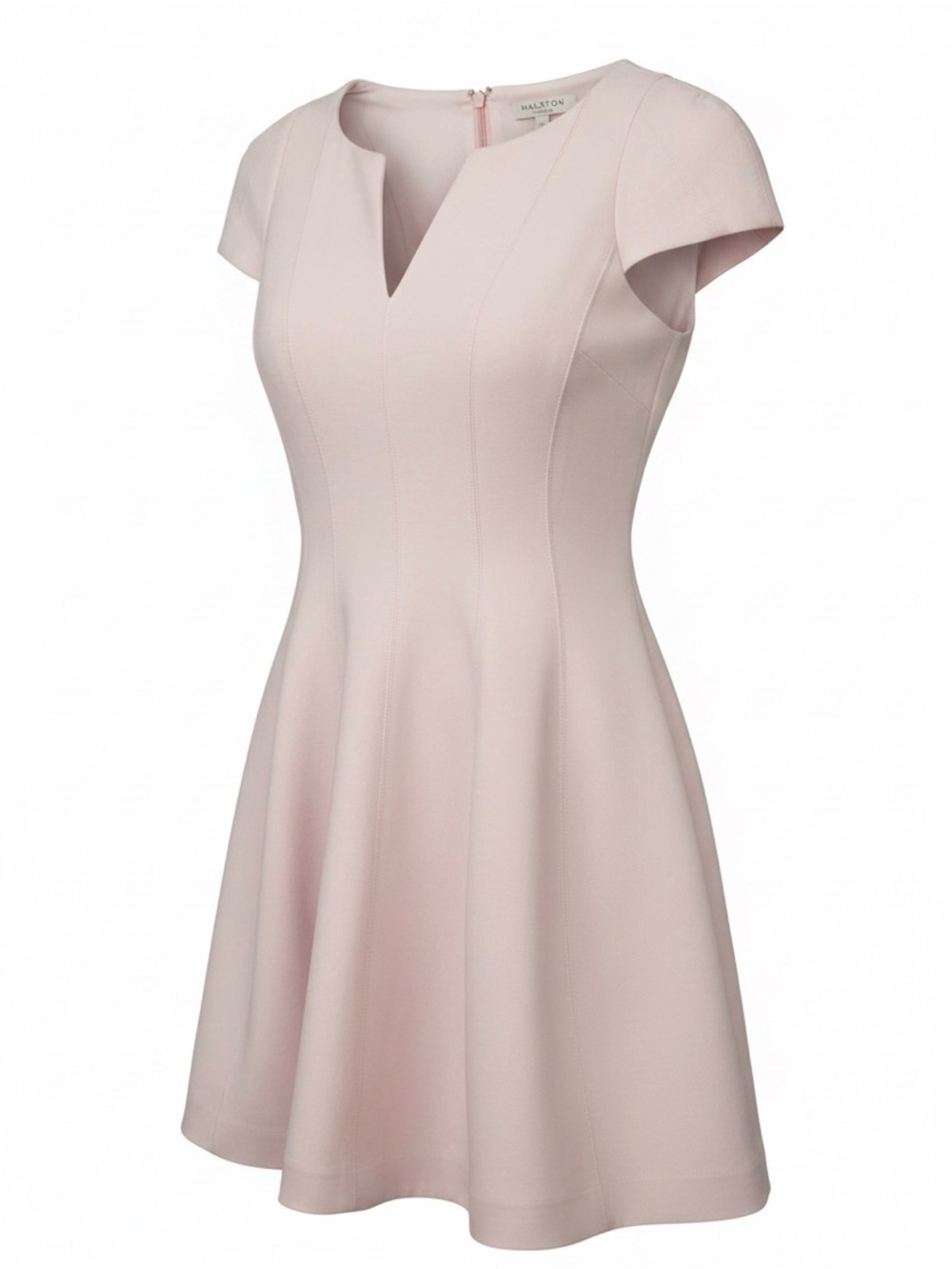 Halston Heritage Elegant Pale Pink Fit-and-Flare Dress